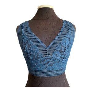 Adore me Lace Bralette size large indigo Blue fishnet Size Large New with tags